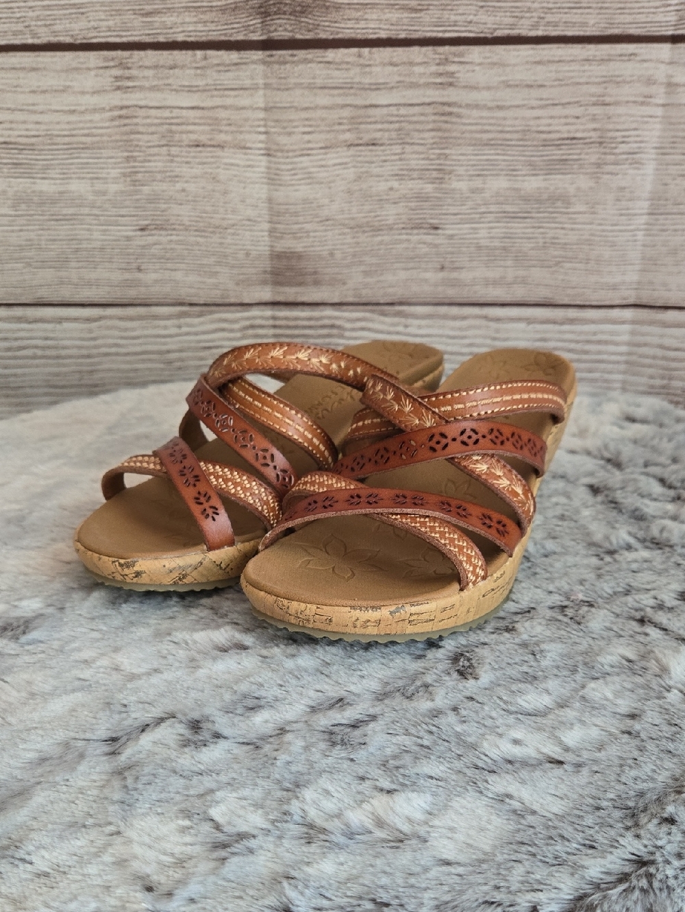 Sketchers Brown Wedge Sandals, Womens Size 6